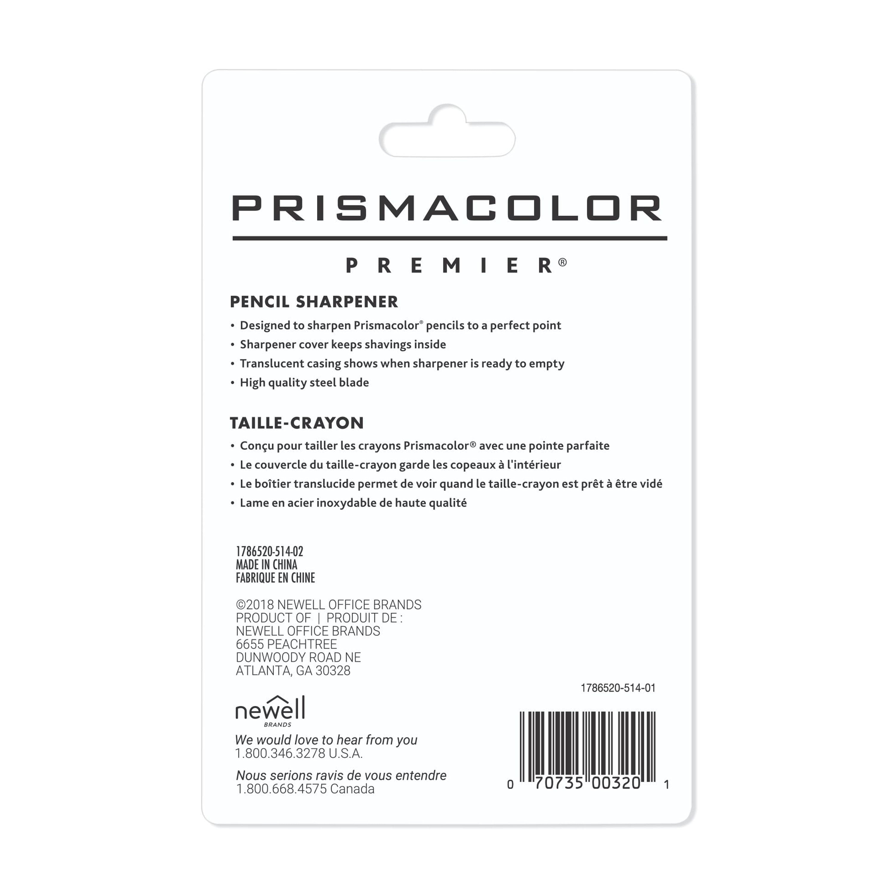 Prismacolor Premier Handheld Manual Pencil Sharpener, 2 Holes, Black, 1 Count