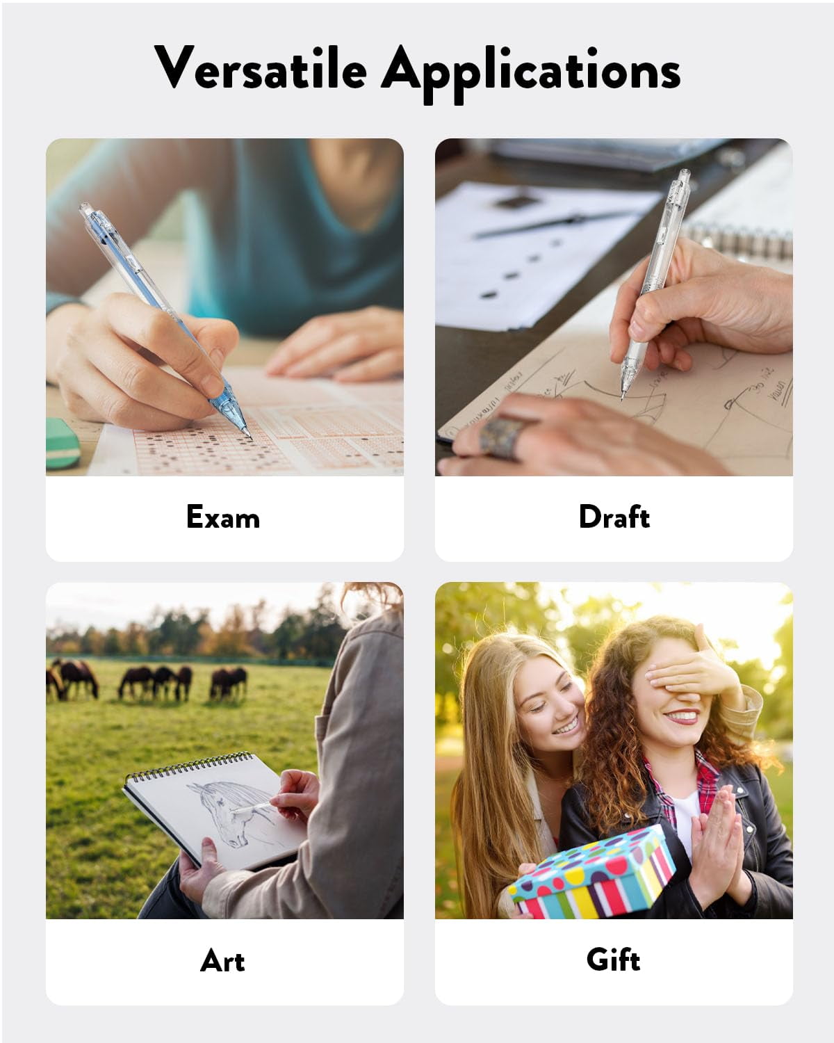 Four Candies Mechanical Pencil Set with Case, 6PCS Mechanical Pencils 0.5 & 0.7mm with 360PCS HB Lead Refills, 3PCS Erasers, 9PCS Eraser Refills, Aesthetic Mechanical Pencil for Drawing, Drafting