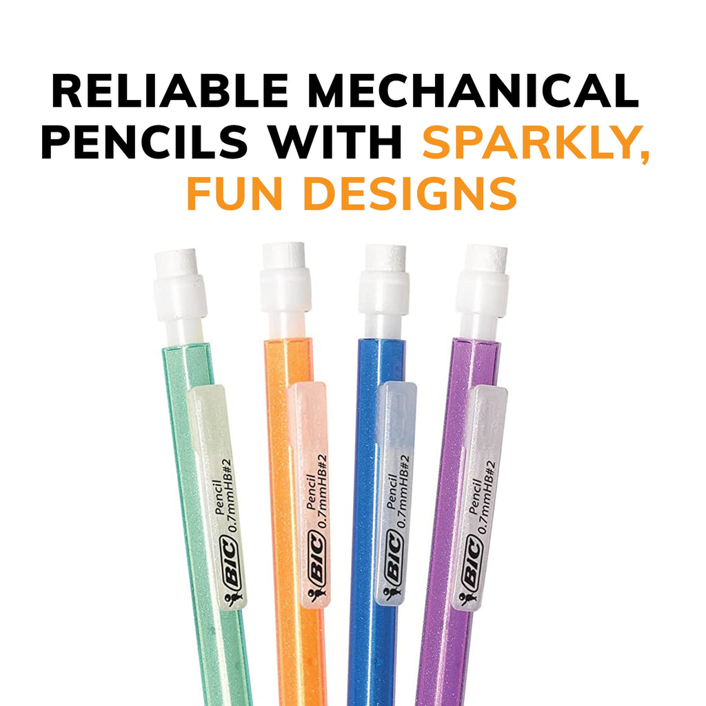 (2 pack) BIC Xtra Sparkle Mechanical Pencil, 0.7 mm, 24 Count