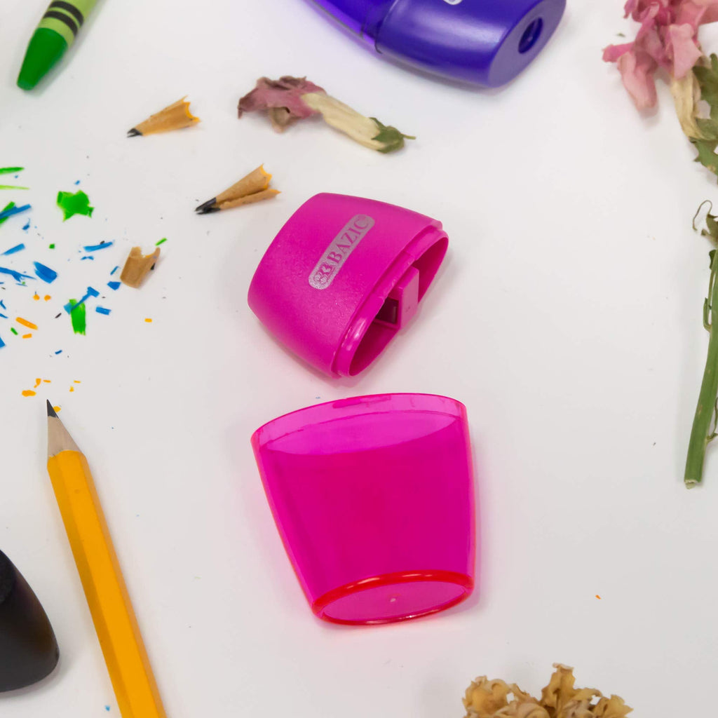 BAZIC Pencil Sharpener Single Hole Blade w/ Receptacle, (3/Pack), 1-Pack