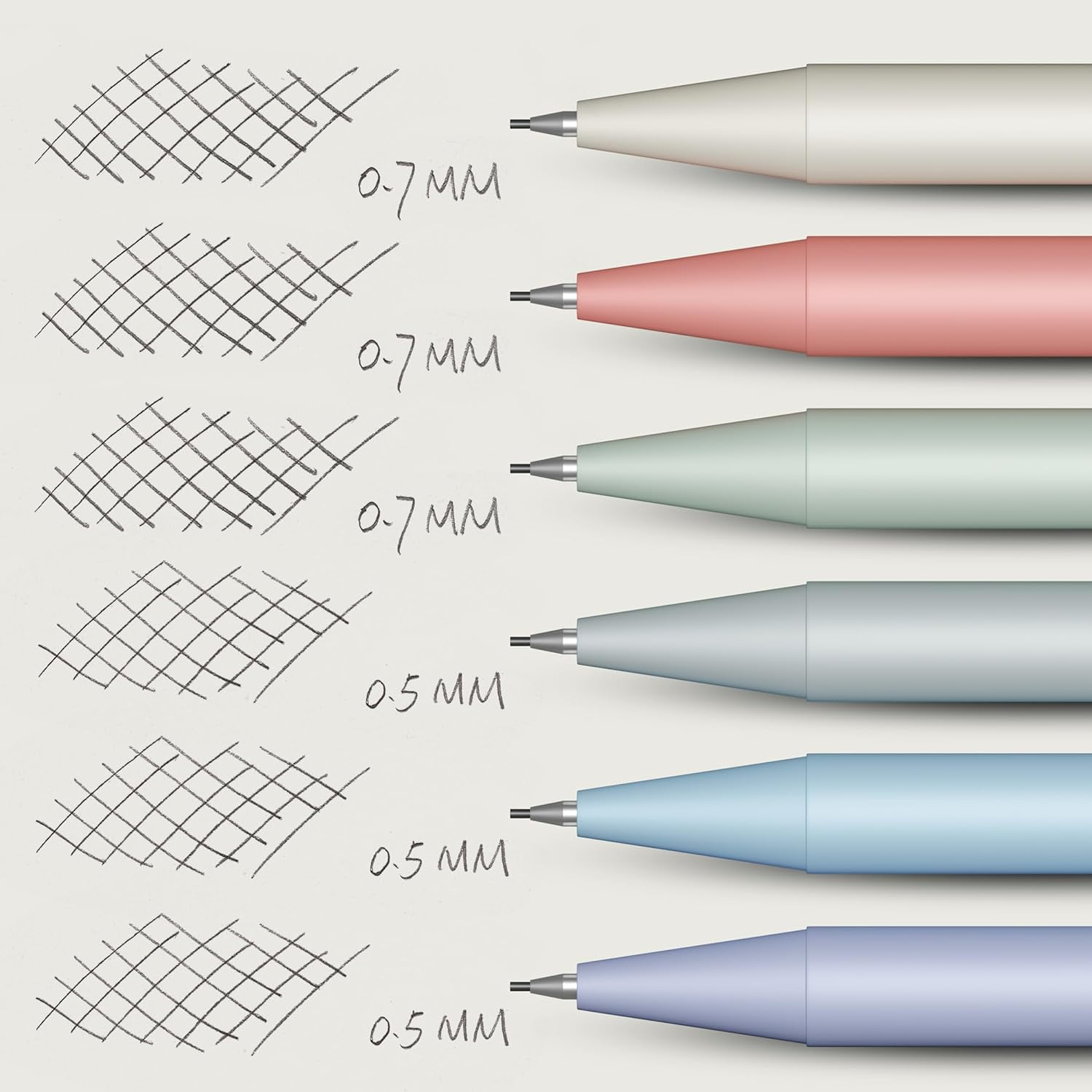 Mr. Pen- Pastel Mechanical Pencil Set with Lead Refills & Erasers, 6 Pack, 2 Sizes, 0.5 & 0.7mm, Aesthetic Mechanical Pencils Set
