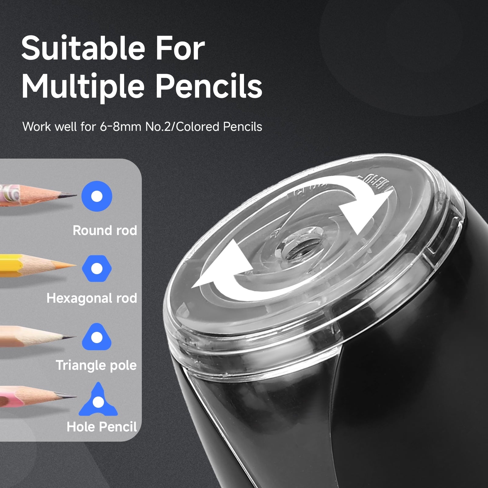 Eagle Electric Pencil Sharpener, Battery Powered, Portable and Replaceable Blade, Suitable for Home and Office Use, Only 1 Sharpener Included,Black