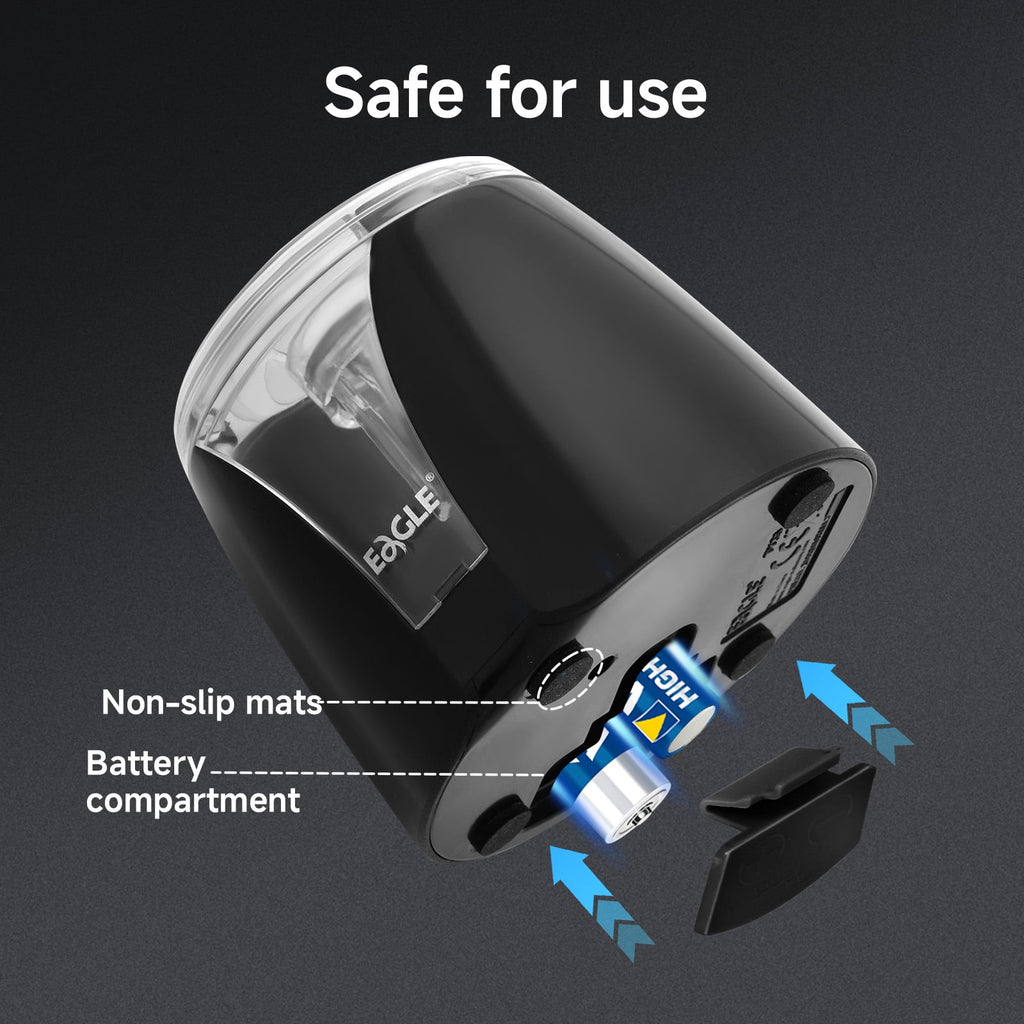 Eagle Electric Pencil Sharpener, Battery Powered, Portable and Replaceable Blade, Suitable for Home and Office Use, Only 1 Sharpener Included,Black